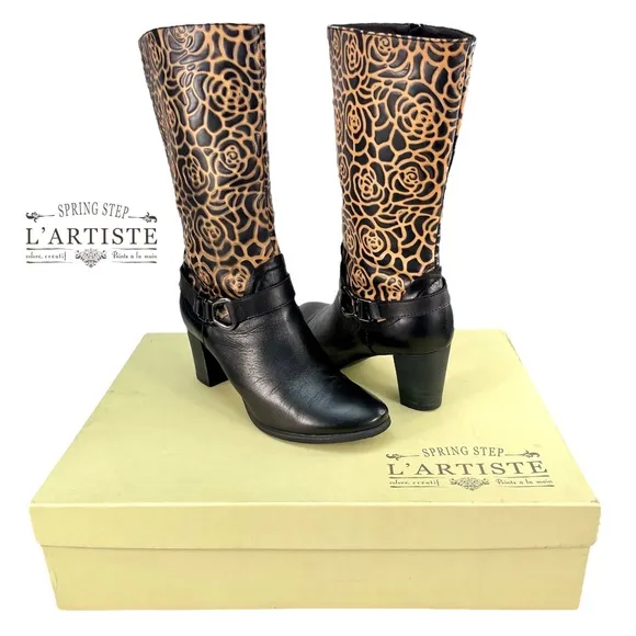 L’Artiste‎ by Spring Step | Boho Flower Leather Boots | Women Size 36 | US 5.5-6