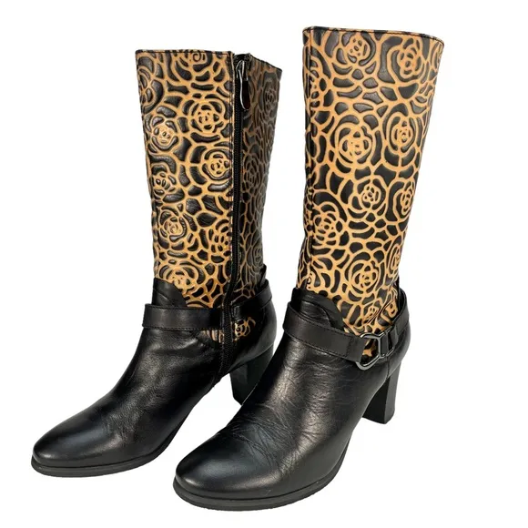 L’Artiste‎ by Spring Step | Boho Flower Leather Boots | Women Size 36 | US 5.5-6