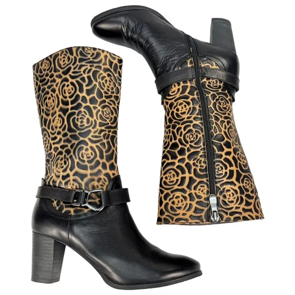 L’Artiste‎ by Spring Step | Boho Flower Leather Boots | Women Size 36 | US 5.5-6