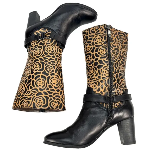 L’Artiste‎ by Spring Step | Boho Flower Leather Boots | Women Size 36 | US 5.5-6