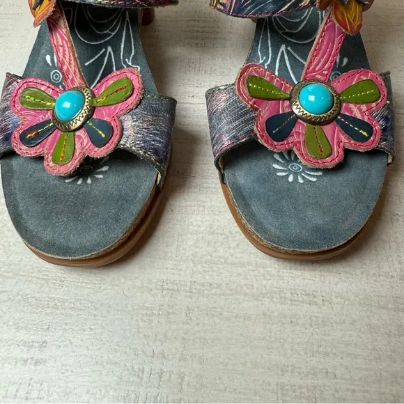 L'Artiste By Spring Step D-Erbal-NM Slide Sandals Floral Velcro Size 39 or 8.5