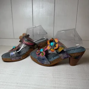 L'Artiste By Spring Step D-Erbal-NM Slide Sandals Floral Velcro Size 39 or 8.5