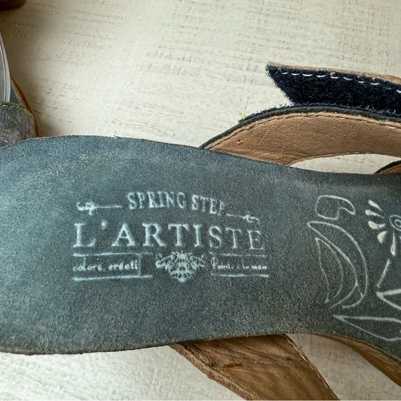 L'Artiste By Spring Step D-Erbal-NM Slide Sandals Floral Velcro Size 39 or 8.5