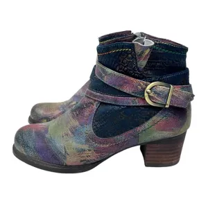 L’artiste Spring Step Leather Iridescent Paint Strokes Shazzam Ankle Booties