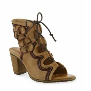 L'artiste Womens Alejandra GhillieAnkle Leather Boho Heels Sandals shoes sz 40/9