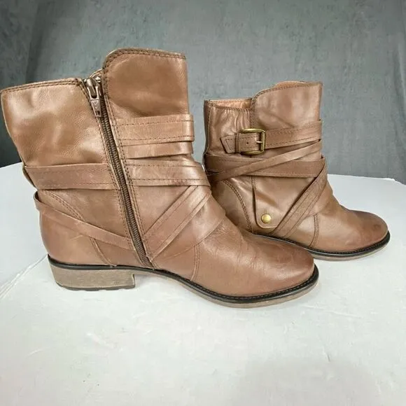 LATIGO Sidney Boots Women's Size 11 M Paz Braid Booties Boho Brown Leather.