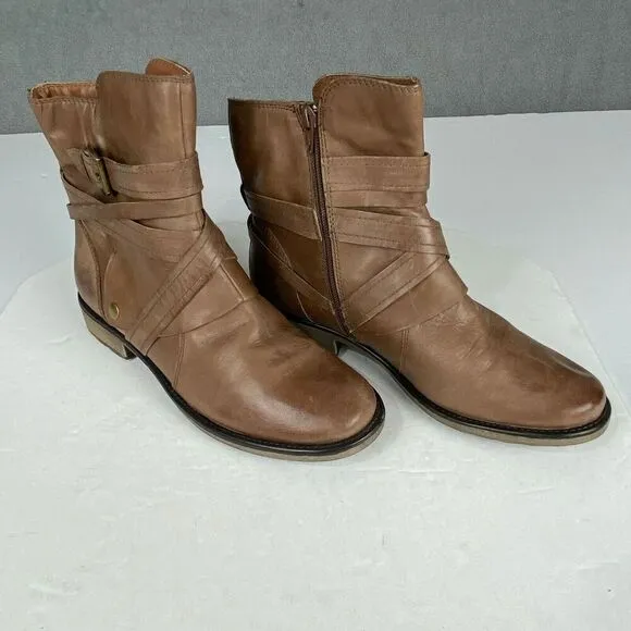 LATIGO Sidney Boots Women's Size 11 M Paz Braid Booties Boho Brown Leather.
