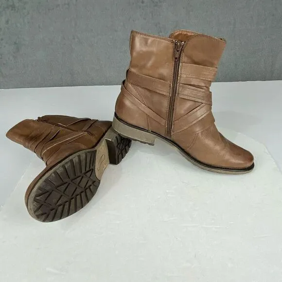 LATIGO Sidney Boots Women's Size 11 M Paz Braid Booties Boho Brown Leather.
