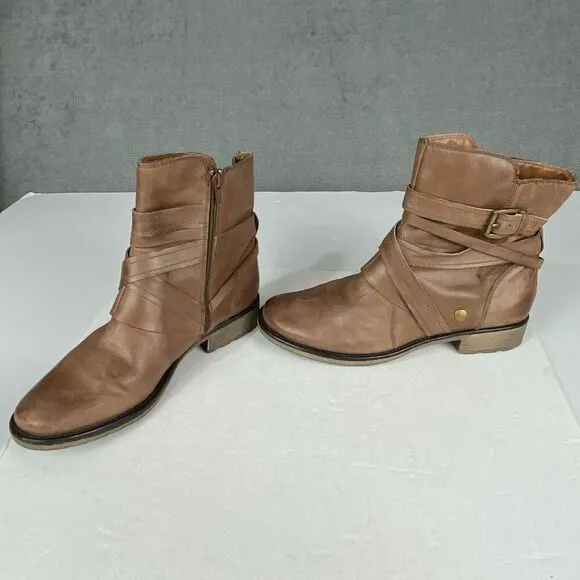 LATIGO Sidney Boots Women's Size 11 M Paz Braid Booties Boho Brown Leather.