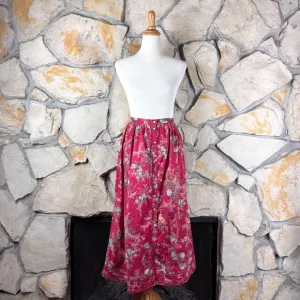 Lauren Ralph Lauren c. 1990s Cotton Maxi Skirt Heritage Red Floral | 12