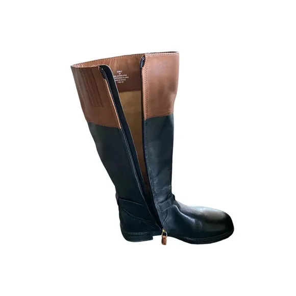 Lauren Ralph Lauren Women's Leather Everly Riding Boot Black Brown Boho Size 6B