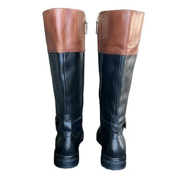 Lauren Ralph Lauren Women's Leather Everly Riding Boot Black Brown Boho Size 6B