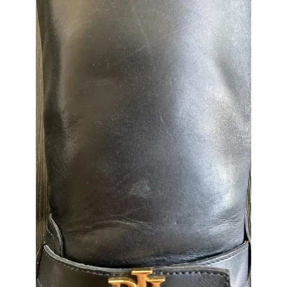Lauren Ralph Lauren Women's Leather Everly Riding Boot Black Brown Boho Size 6B