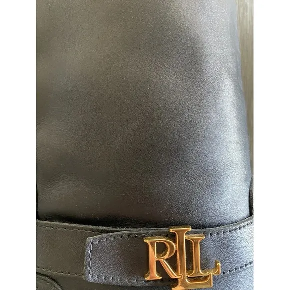Lauren Ralph Lauren Women's Leather Everly Riding Boot Black Brown Boho Size 6B
