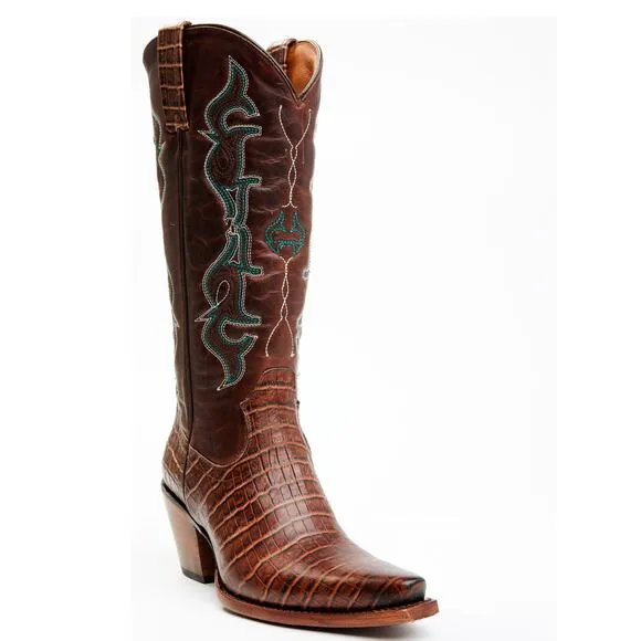 Ldyllwind Women's Frisk Me Printed Leather Western Snip Toe Boots Size 9
