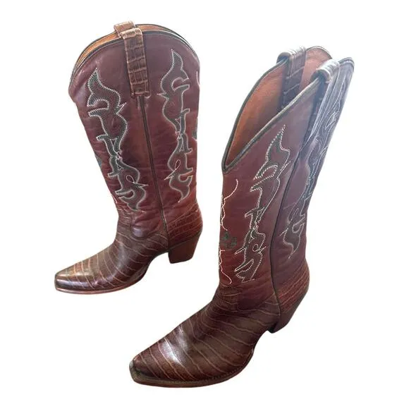 Ldyllwind Women's Frisk Me Printed Leather Western Snip Toe Boots Size 9