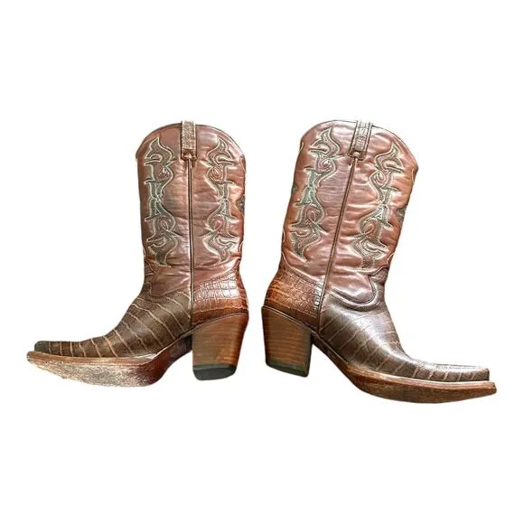 Ldyllwind Women's Frisk Me Printed Leather Western Snip Toe Boots Size 9