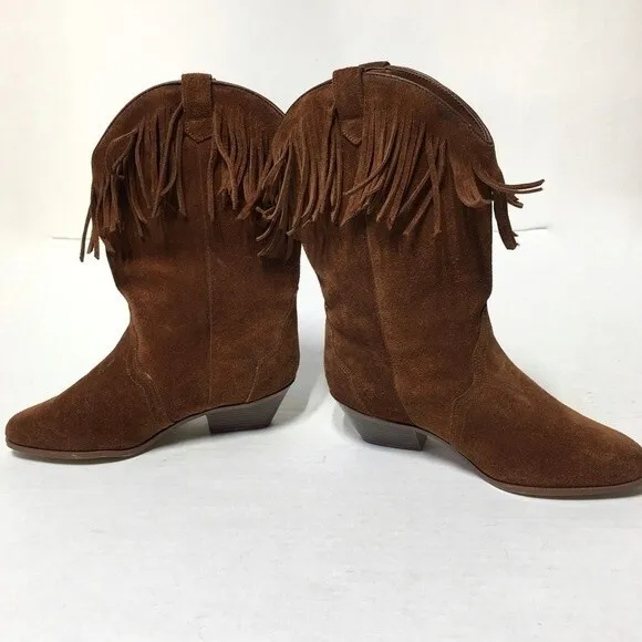 Leather Craft Fringe Boho Frisco Leather Boots 7