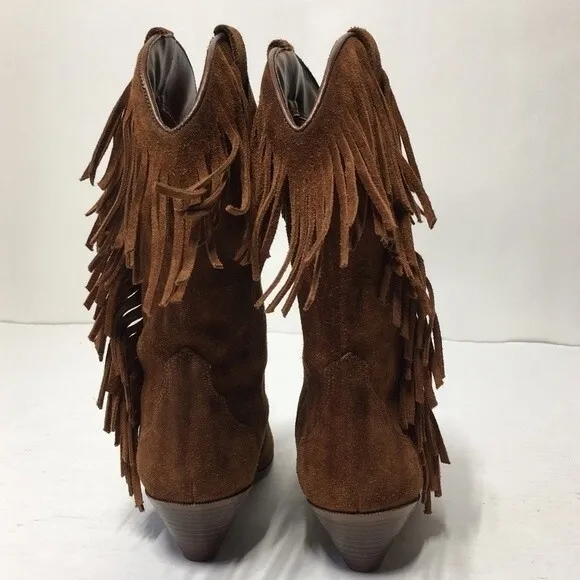 Leather Craft Fringe Boho Frisco Leather Boots 7