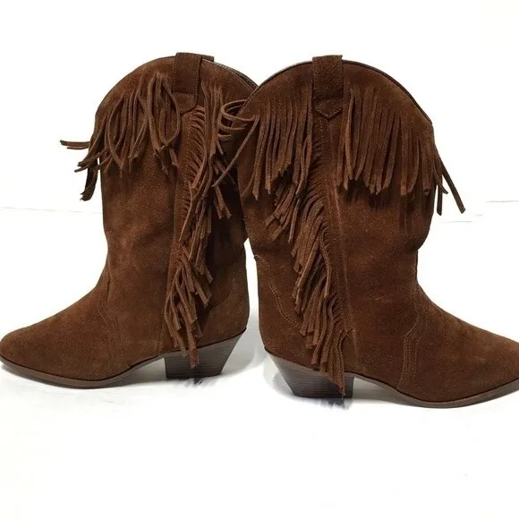 Leather Craft Fringe Boho Frisco Leather Boots 7