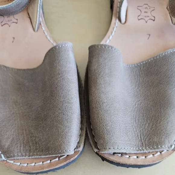 leather taupe ankle strap cottage indie urban hippie festival boho flat sandals