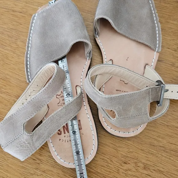 leather taupe ankle strap cottage indie urban hippie festival boho flat sandals