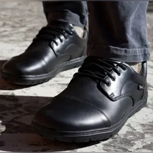 Lems Nine2Five Shoes Mens size 9 Black Vegan Leather Minimalist Sneakers Cap Toe
