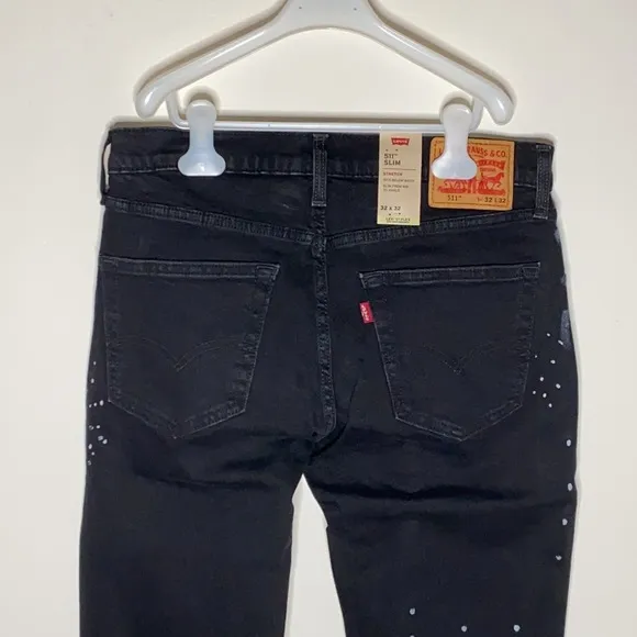 Levi’s 511 slim fit paint splatter black jeans size w32 x l32
