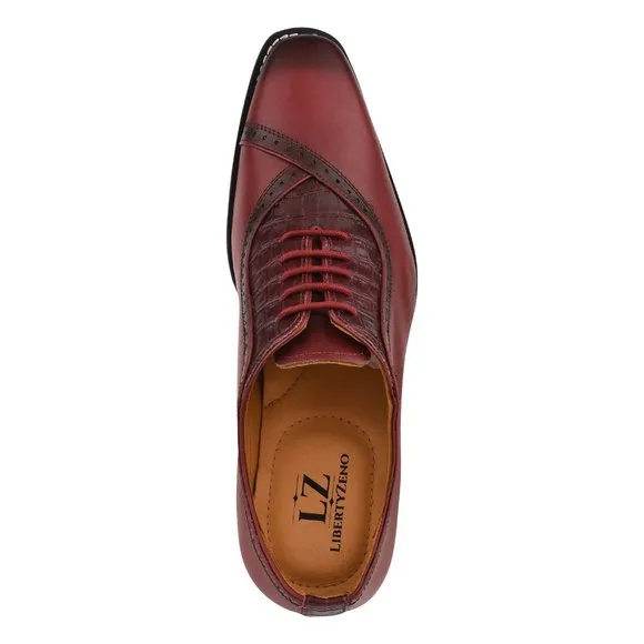 LIBERTYZENO Men's  Dress Shoes 913 Burgundy Croco