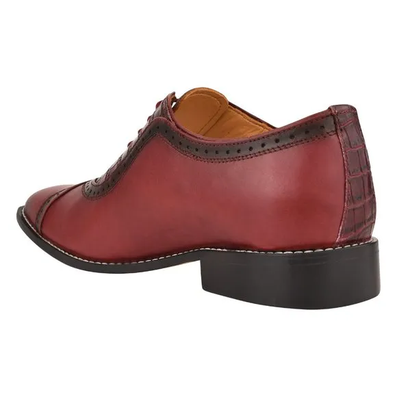LIBERTYZENO Men's  Dress Shoes 913 Burgundy Croco