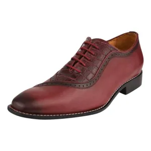 LIBERTYZENO Men's  Dress Shoes 913 Burgundy Croco
