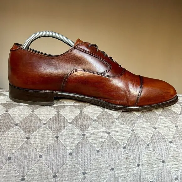 Limited Collection Johnston Murphy Cognac Brown Leather Dress Cap Toe Oxford 9