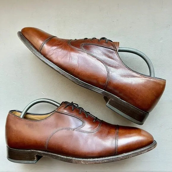 Limited Collection Johnston Murphy Cognac Brown Leather Dress Cap Toe Oxford 9