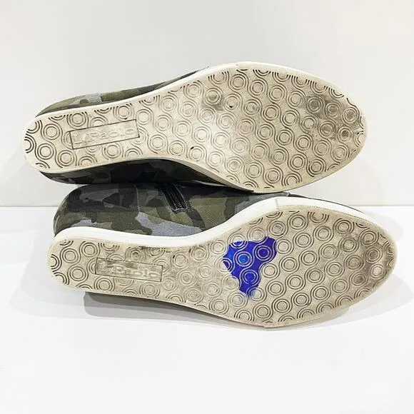 LINEA Paolo 7.5 Felicia Platform Wedge Sneaker Bootie Camo Zip Ankle Shootie