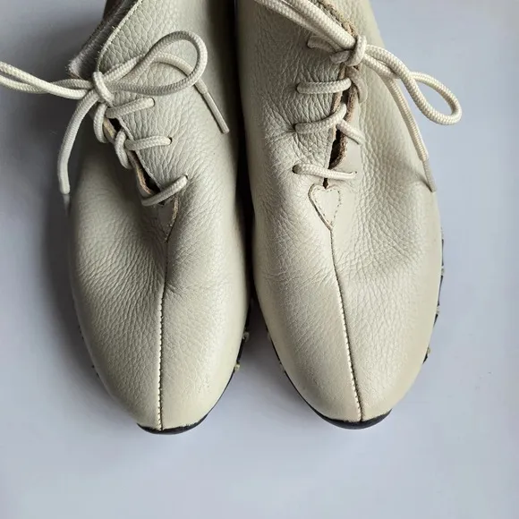 Litfoot Women's Ivory Leather Lace-up Shoes 37 (US 6/6.5) Comfort Travel Casual