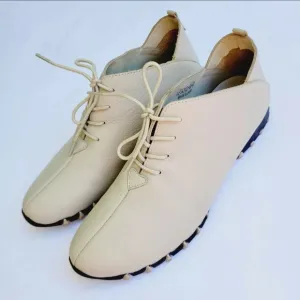 Litfoot Women's Ivory Leather Lace-up Shoes 37 (US 6/6.5) Comfort Travel Casual