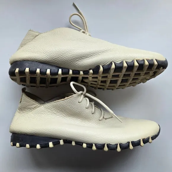 Litfoot Women's Ivory Leather Lace-up Shoes 37 (US 6/6.5) Comfort Travel Casual