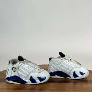 Little Kids Nike Jordan 14 Retro White Hyper Royal Basketball Shoes Size 6 C GUC