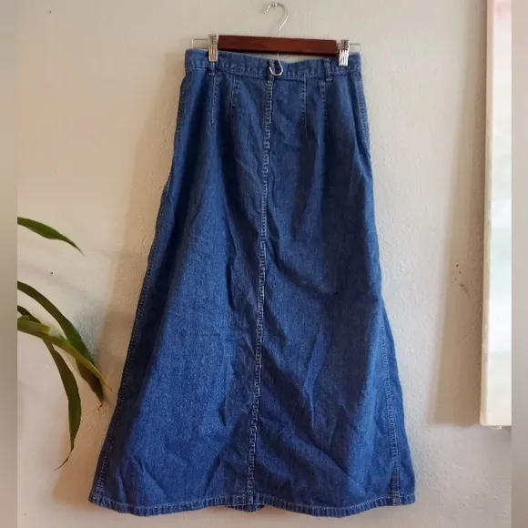 Liz Claiborne VTG Preppy 70s Button Front Hippie Academia Old School Midi Skirt