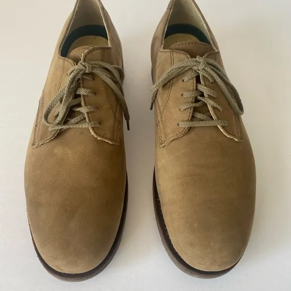 LL Bean Men's 13 Dress Shoes Light Brown Suede Oxfords Lace Ups Vibram