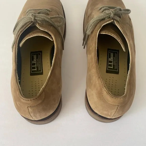 LL Bean Men's 13 Dress Shoes Light Brown Suede Oxfords Lace Ups Vibram