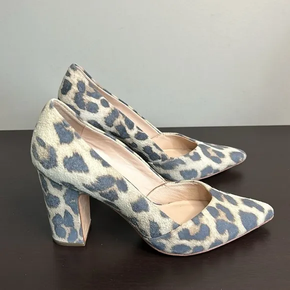 Loeffler Randall Paulina Suede Leopard Print Pumps Sz 7.5