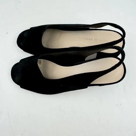 Loeffler Randall Womens Amma Shoes 7 Pump Open Toe Slingback Chunky Heel Holiday