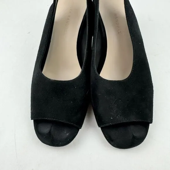 Loeffler Randall Womens Amma Shoes 7 Pump Open Toe Slingback Chunky Heel Holiday