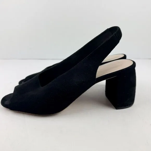 Loeffler Randall Womens Amma Shoes 7 Pump Open Toe Slingback Chunky Heel Holiday