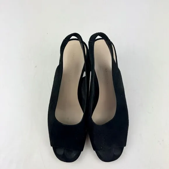 Loeffler Randall Womens Amma Shoes 7 Pump Open Toe Slingback Chunky Heel Holiday