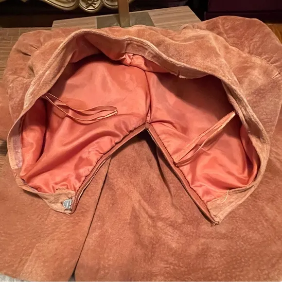 Long Vintage Peasant Boho Western Tan Suede Winter Long Skirt