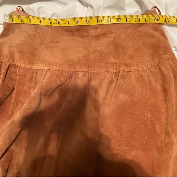 Long Vintage Peasant Boho Western Tan Suede Winter Long Skirt
