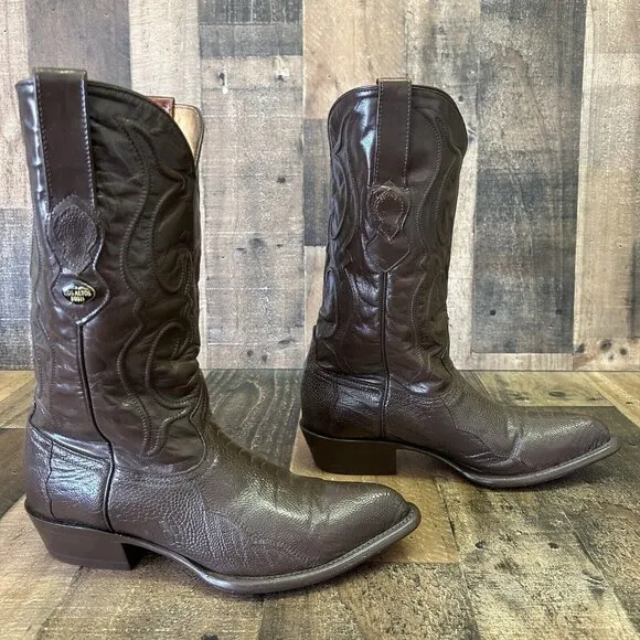 Los Altos Vintage Handmade Ostrich Leg Brown Cowboy Boots Mens 9 D