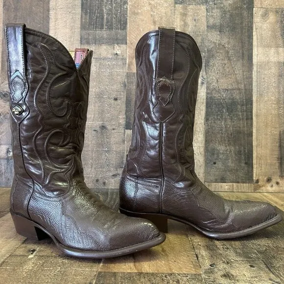 Los Altos Vintage Handmade Ostrich Leg Brown Cowboy Boots Mens 9 D